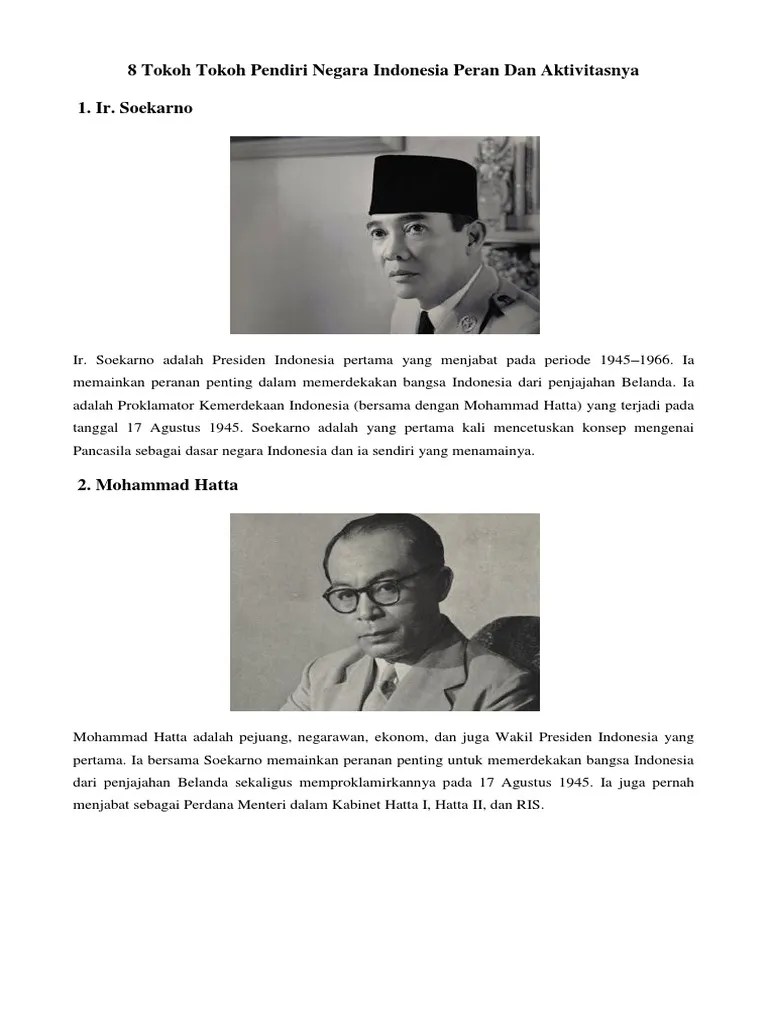 8 Tokoh Tokoh Pendiri Negara Indonesia Peran Dan Aktivitasnya | PDF