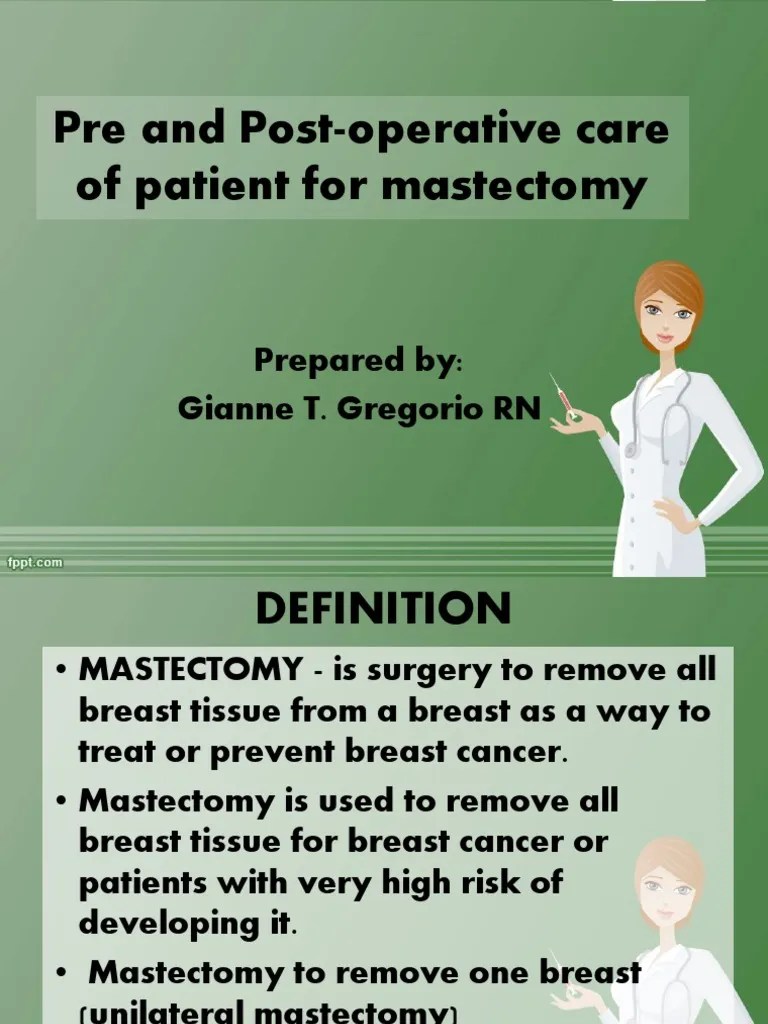 Pre and PostOperative Care of Patient For Mastectomy Prepared By