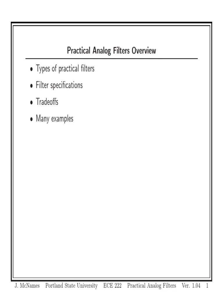 Practical Filters PDF Low Pass Filter Filter (Signal Processing)