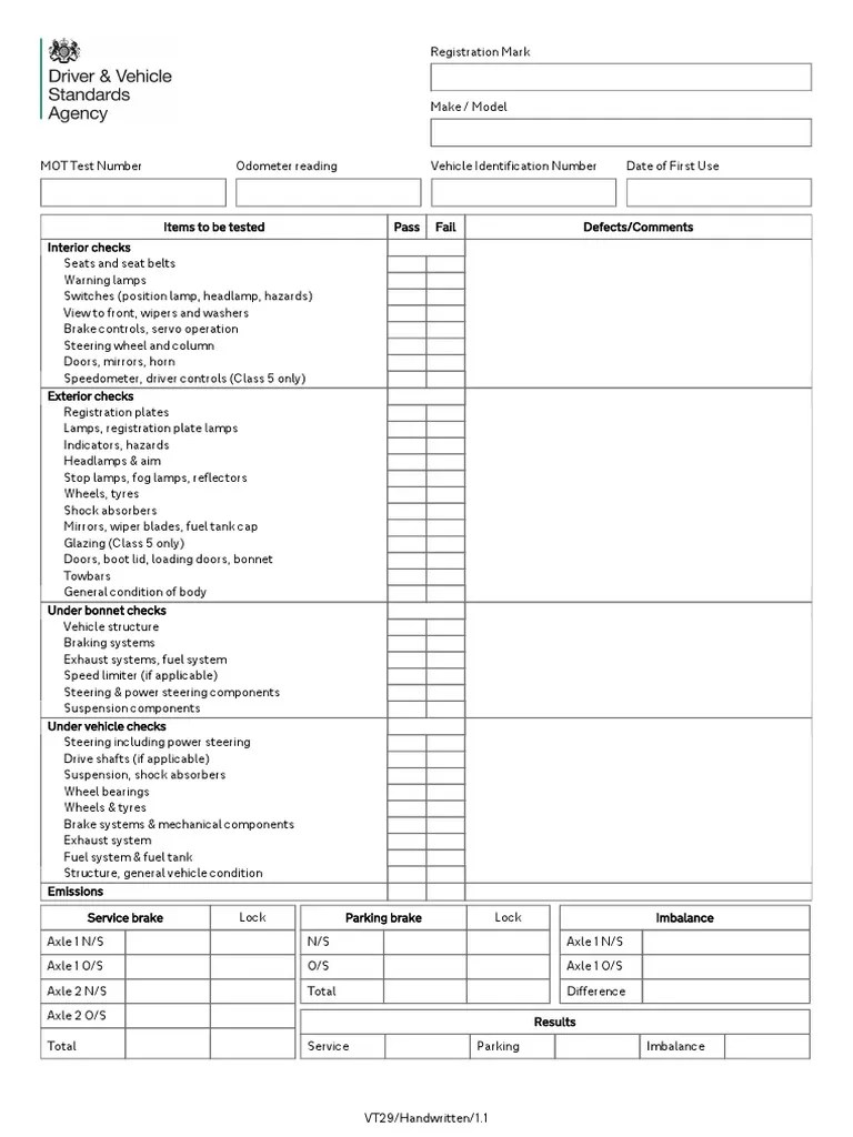 Mot Inspection Checklist Vt29