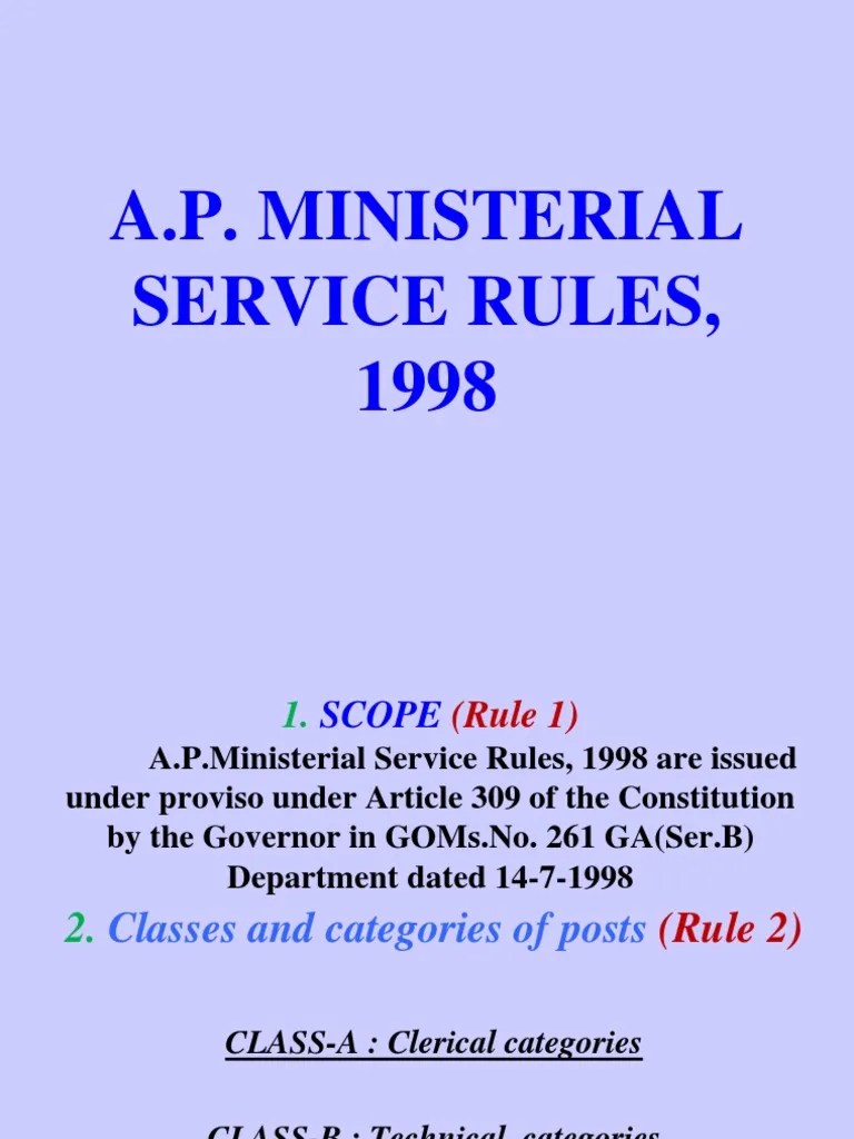 AP Ministerial Service Rules 1998 PDF Probation Public Law