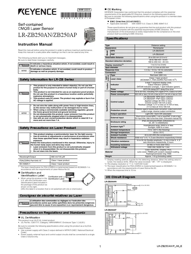Instruction Manual Sensor Laser Keyence PDF | PDF | Bipolar Junction