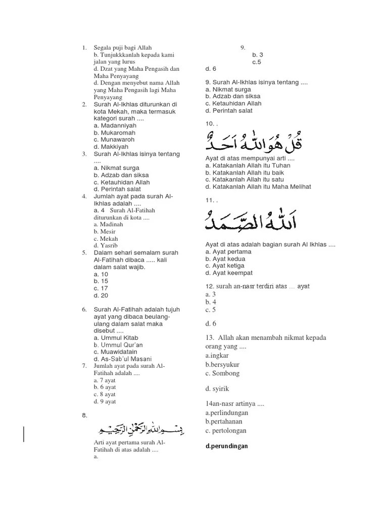 Soal Olimpiade Aswaja SD | PDF