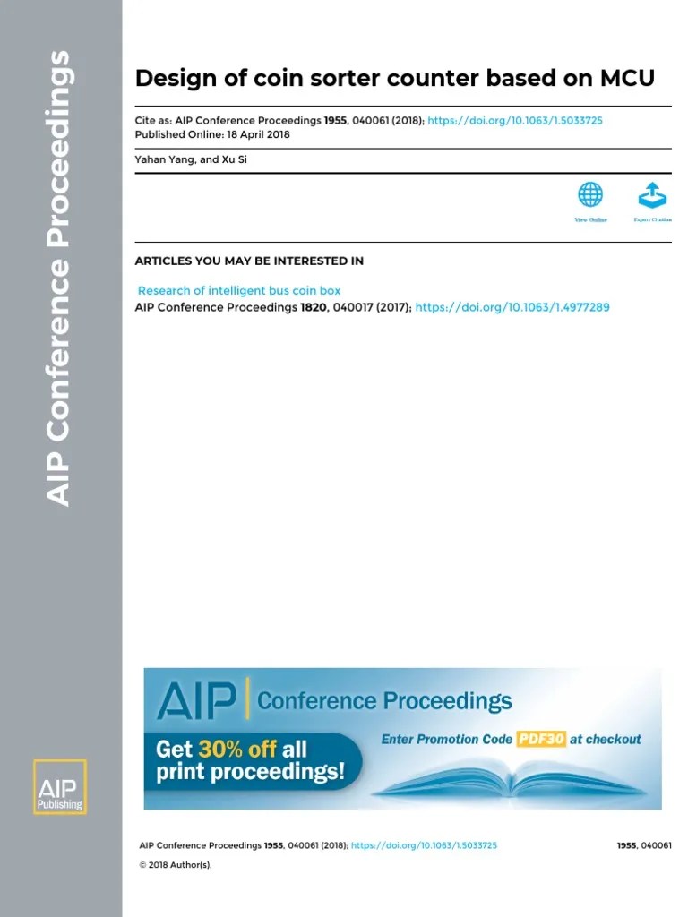 Design of Coin Sorter Counter Based On MCU Articles You May Be