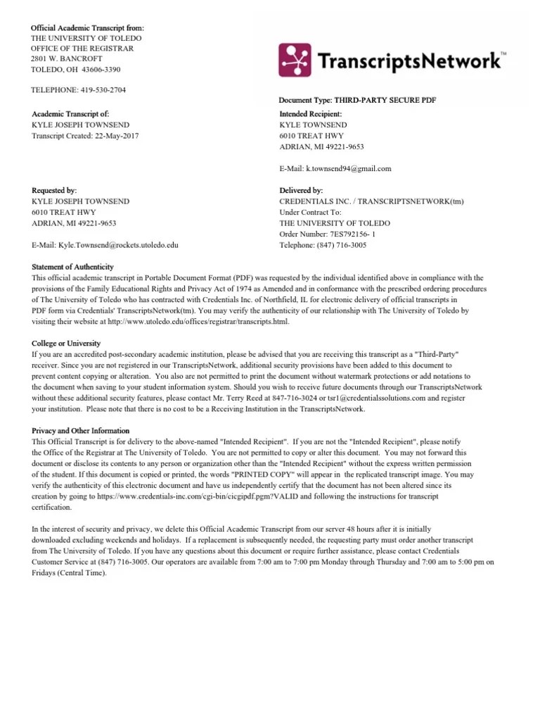 Ut Transcripts PDF Educational Stages Academia