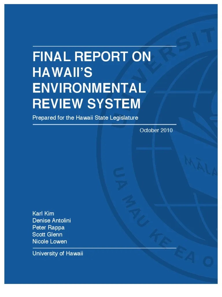 Final Report on Hawaii's Environmental Review System 2010 National