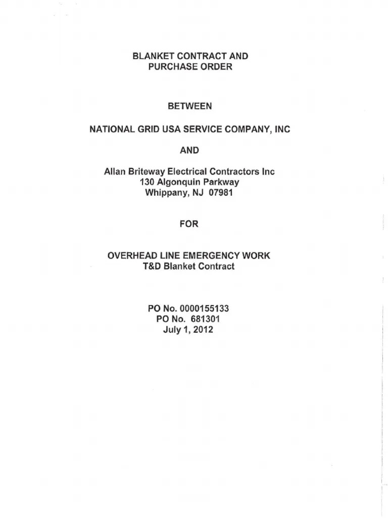 Contoh Blanket Contract PDF General Contractor Accounts Payable