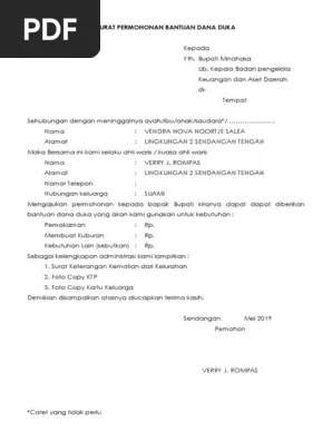 Maka ia akan akan mengajukan permohonan kepada pihak tertentu untuk memberikan bantuan, dana, kerjasama atau mungkin rekomendasi. Contoh Surat Permohonan Dana Natal - Surat permohonan ...