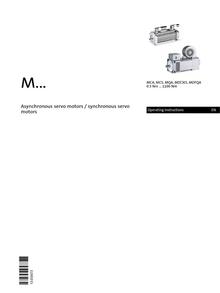 Asynchronous Servo Motors / Synchronous Servo Motors Mca, MCS, Mqa, MD KS, Mdfqa 0.5 NM
