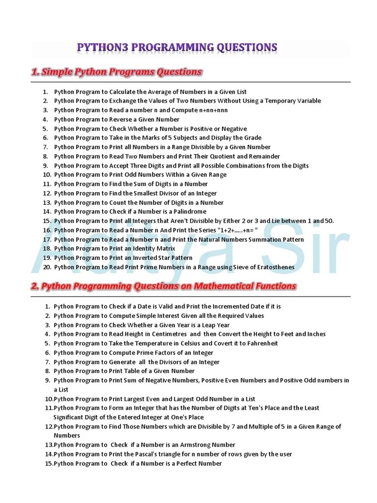 Python Programming Questions Numbers Computer File