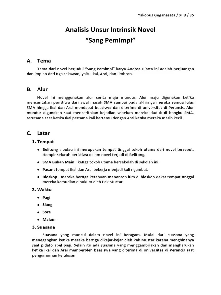 18 Skripsi Unsur Intrinsik Novel