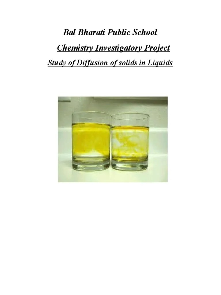 Study of Diffusion of Solids in Liquids Materials Science Chemistry