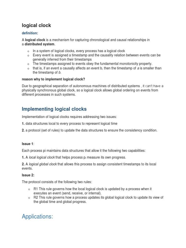 Logical Clocks, Vector Clocks, and Other Distributed Timestamping Mechanisms A Comprehensive