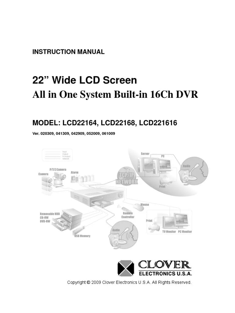 Dvr Manual Lcd22164 Sa 061009 Digital Video Recorder Computer Monitor
