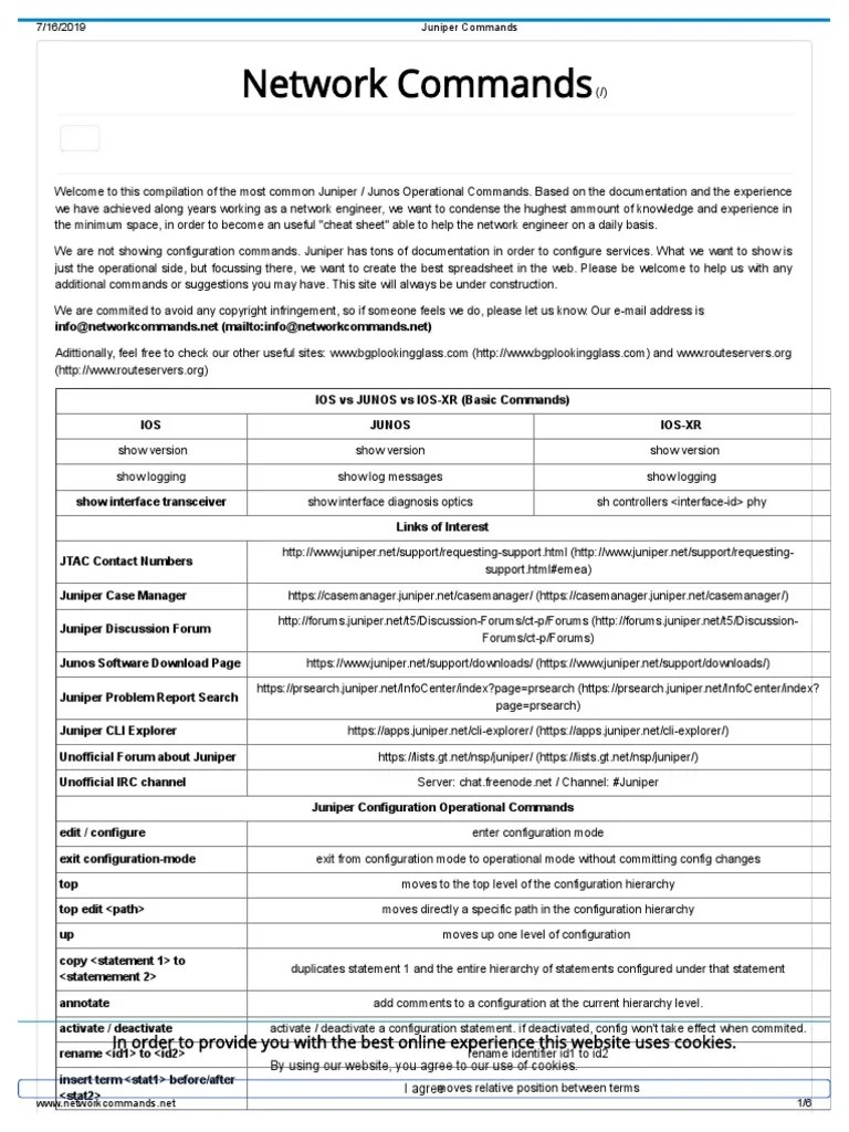 Juniper Commands PDF Command Line Interface Networking Standards