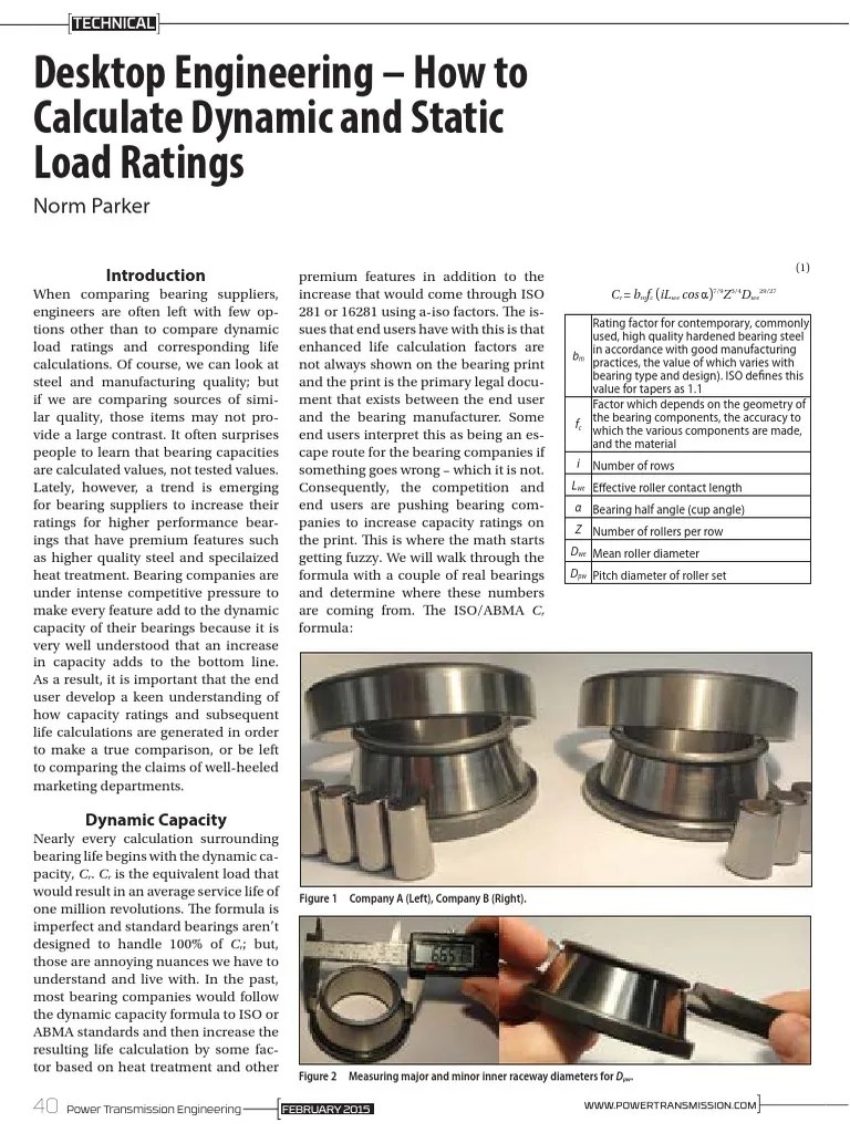 Bearing Load Rating Guideline PDF Bearing (Mechanical) Engineering