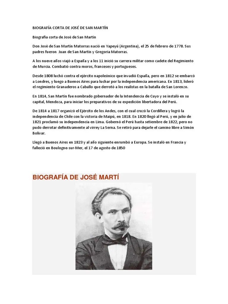 BIOGRAFÃA CORTA DE JOSÃ‰ DE SAN MARTÃN.docx AgitaciÃ³n