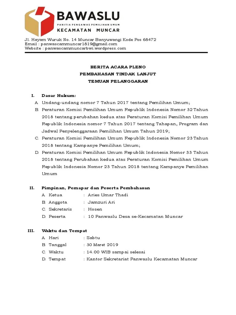 BA Kecamatan Muncar | PDF