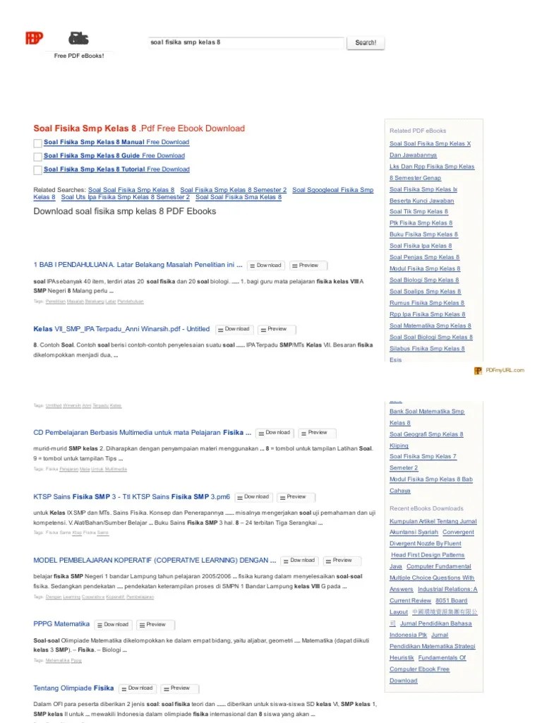 Search PDF Books - Com Soal Fisika SMP Kelas 8 PDF | PDF