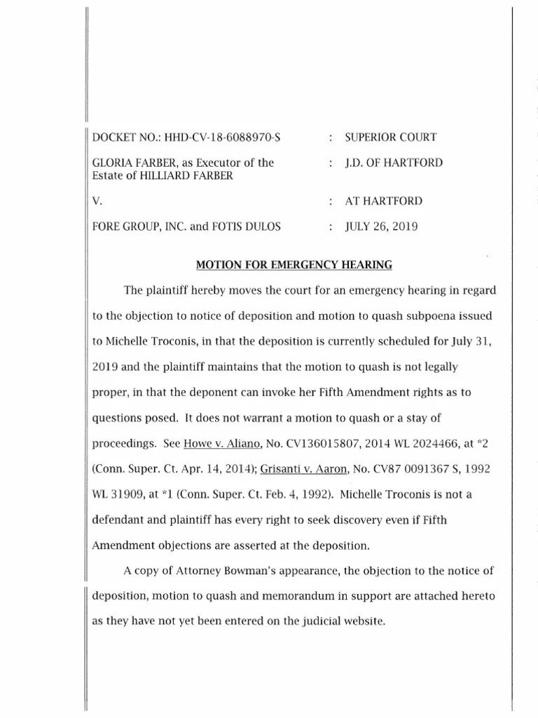 Motion for Emergency Hearing