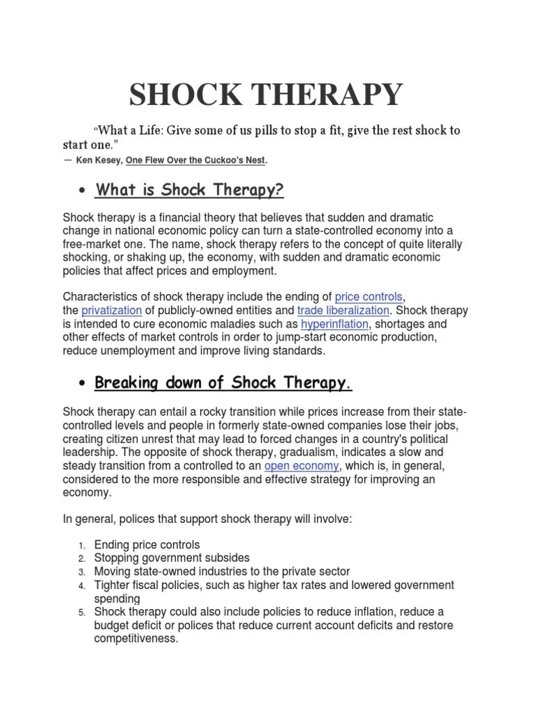What Is Shock Therapy? PDF Deficit Spending Economics