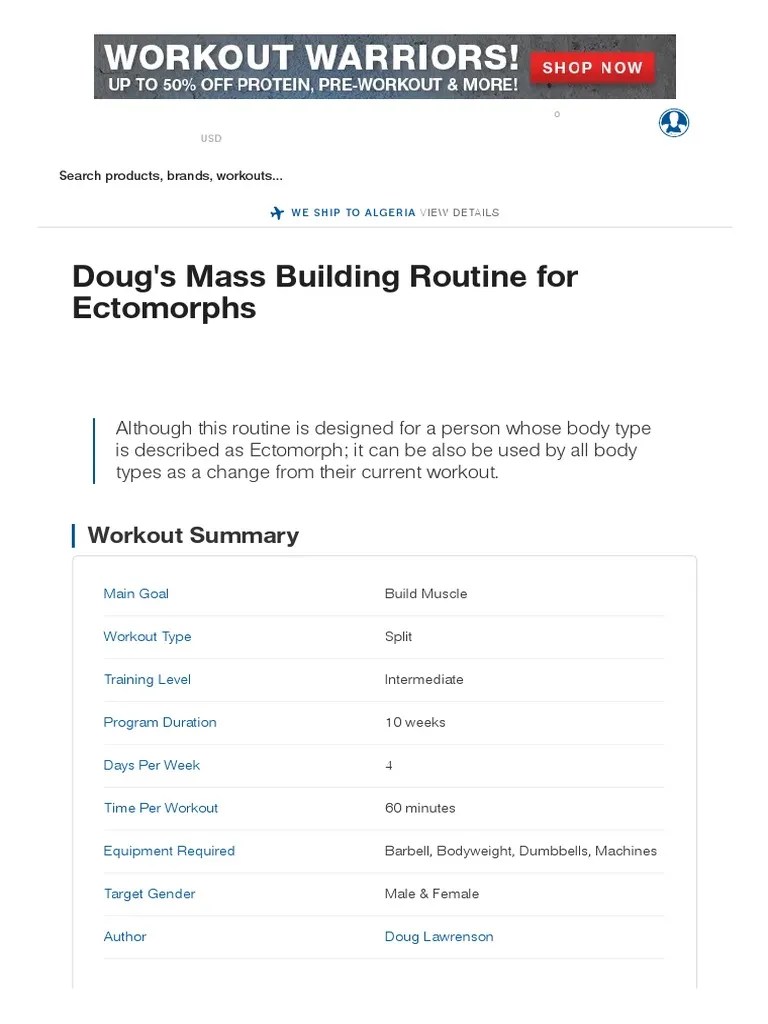 Dougs Mass Building Routine For Ectomorphs Muscle And Strength Porn