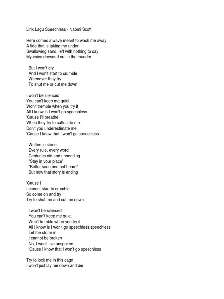 Lirik Lagu Speechless Naomi Scott – Belajar