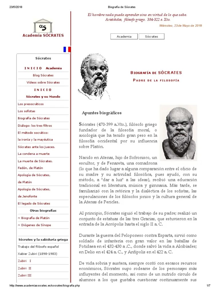 Biografía de Sócrates.pdf Sócrates Filosofía griega antigua