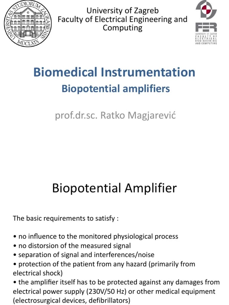 Biomedical Instrumentation Biopotential Amplifiers PDF Amplifier Operational Amplifier