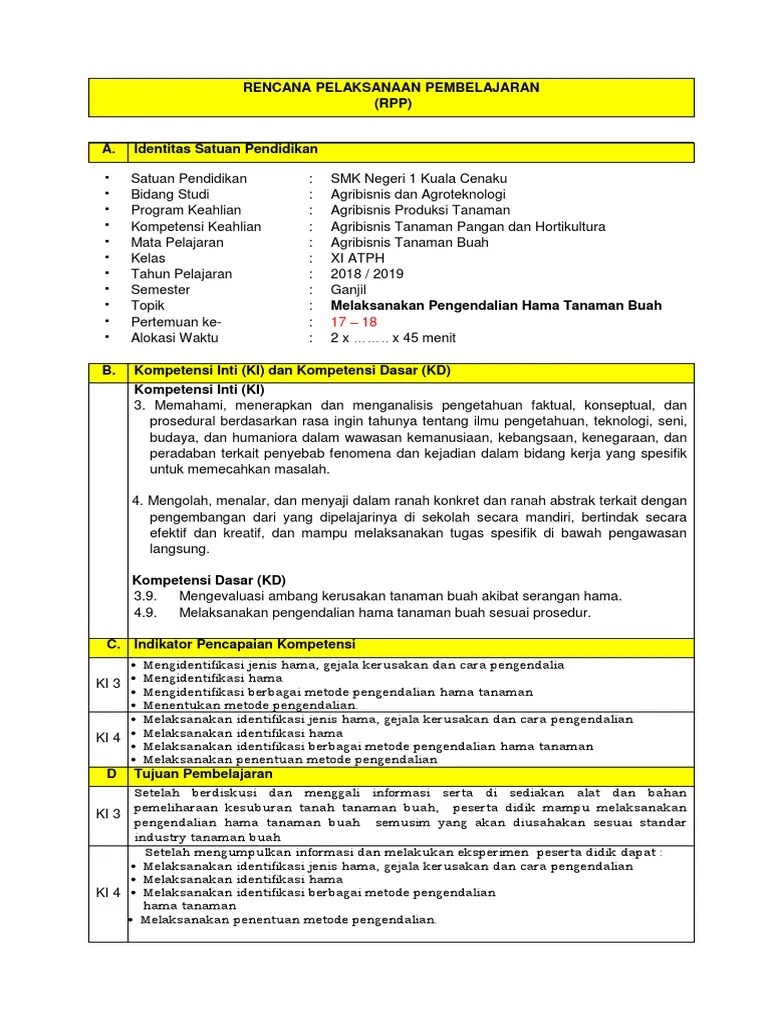 Rpp Agribisnis Tanaman Buah Kelas Xi Smk Atph Kumpulan Kunci Jawaban Buku