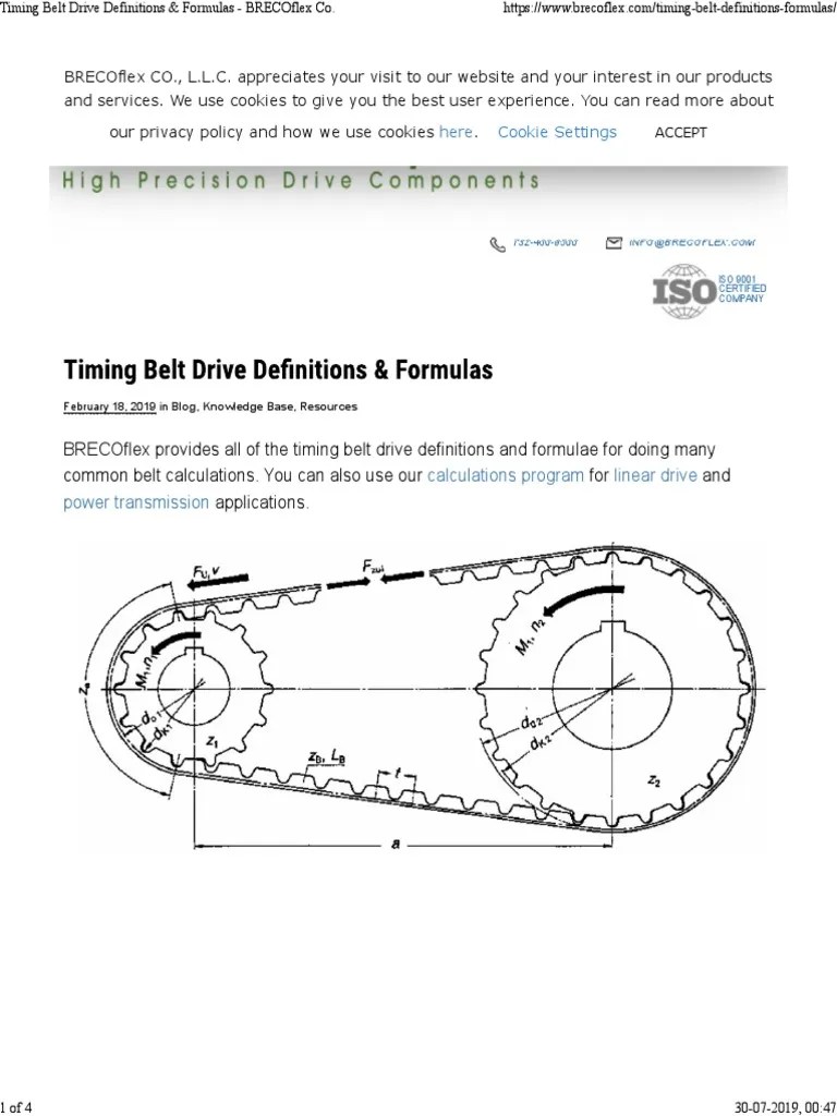 Timing Belt Notations and Formulas PDF Belt (Mechanical) Http Cookie