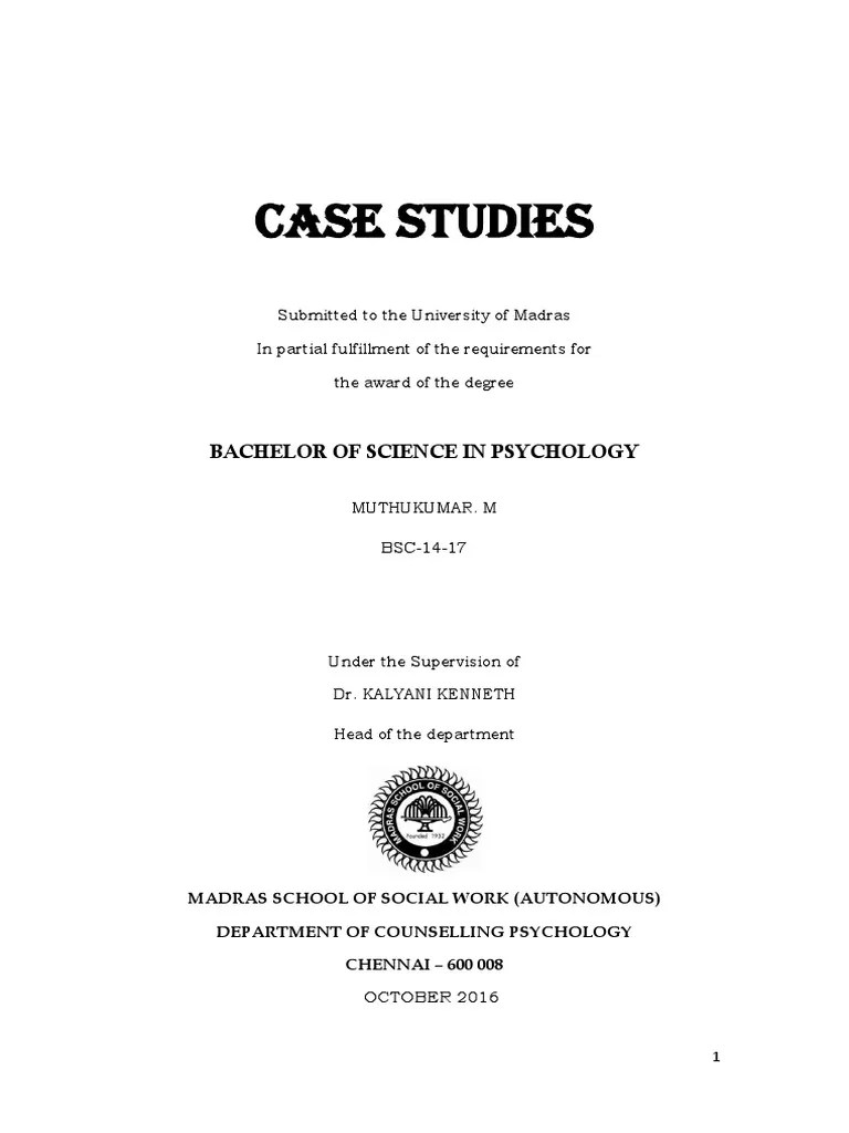 Case Studies Bachelor of Science in Psychology PDF Alcoholism