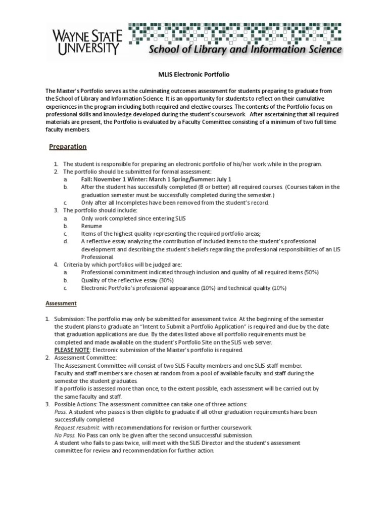 Mlis Electronic Portfolio Handout Essays Behavior Modification