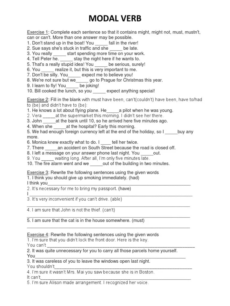 Modal Verb PDF Allergy Fern