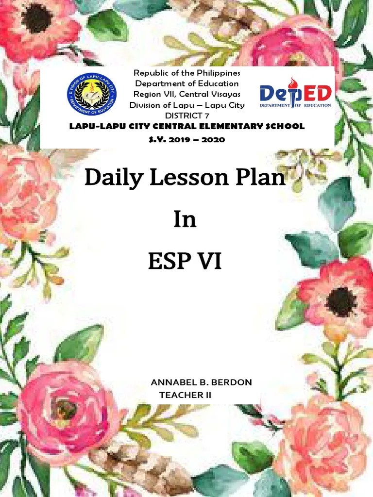 Daily Lesson Plan Cover Page PDF