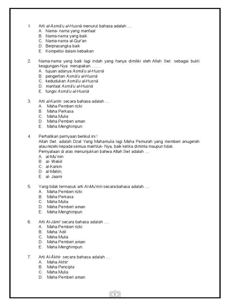 SOAL UH - Aku Selalu Dekat Dengan Allah SWT - BUAT SISWA PDF | PDF
