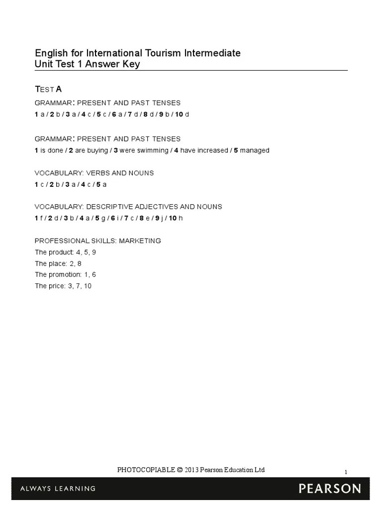 Unit 1AB Answer Keys | PDF