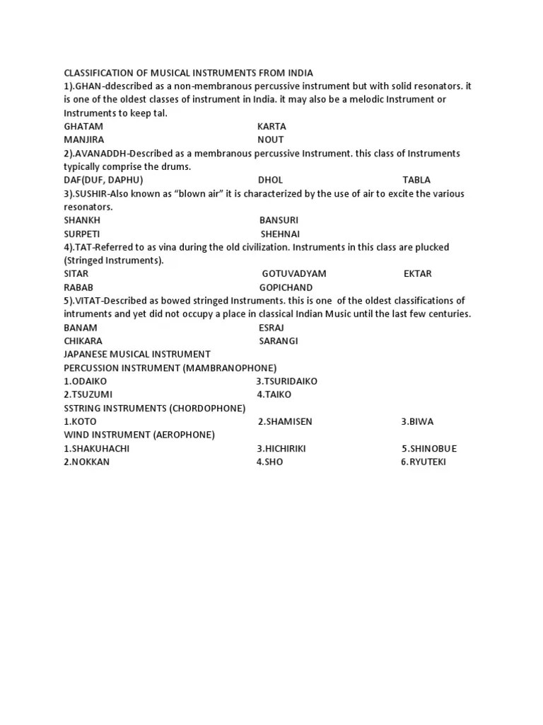 Classification of Musical Instruments From India PDF