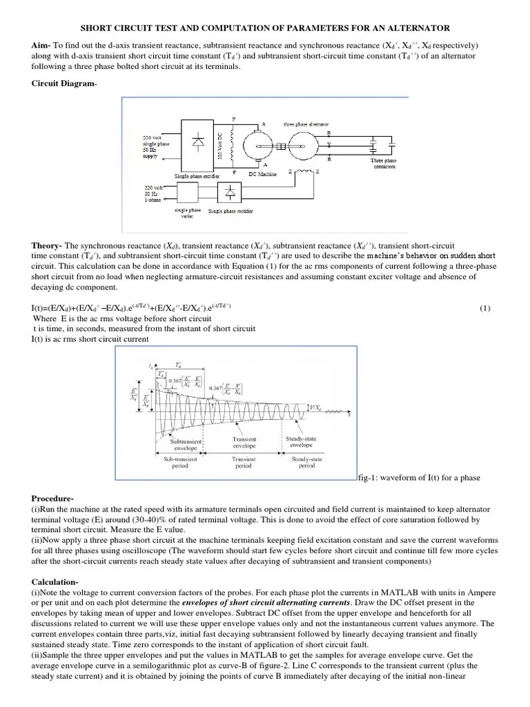 Alternator Short Circuit PDF Root Mean Square Electrical Network