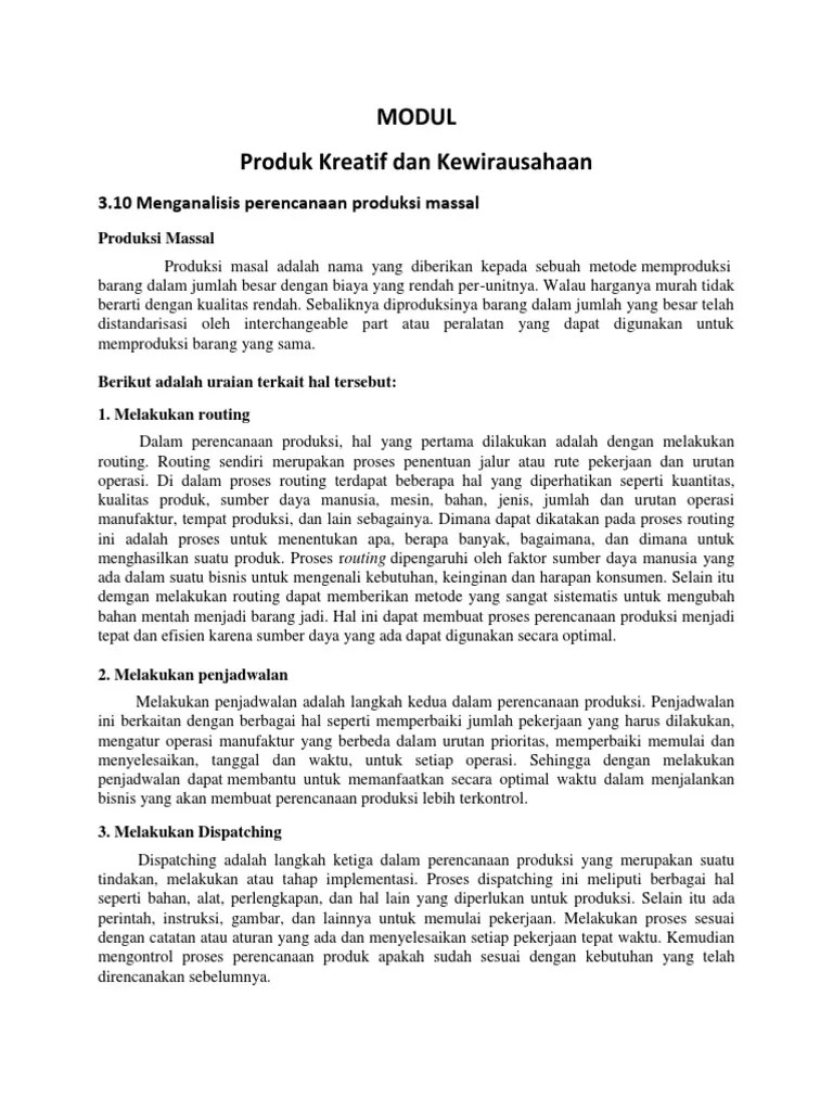Menganalisis Perencanaan Produksi Massal | PDF