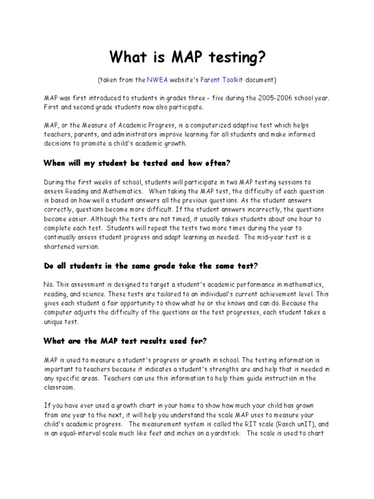 Map Testing PDF Educational Assessment Teachers