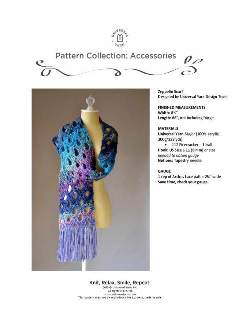 Zeppelin Scarf Croche PDF Crochet Woven Fabrics