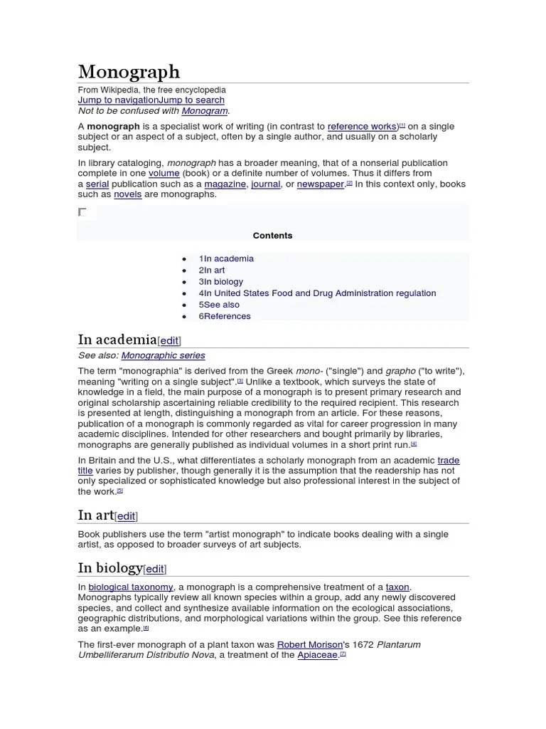 What Is An Example Of A Monograph sharedoc