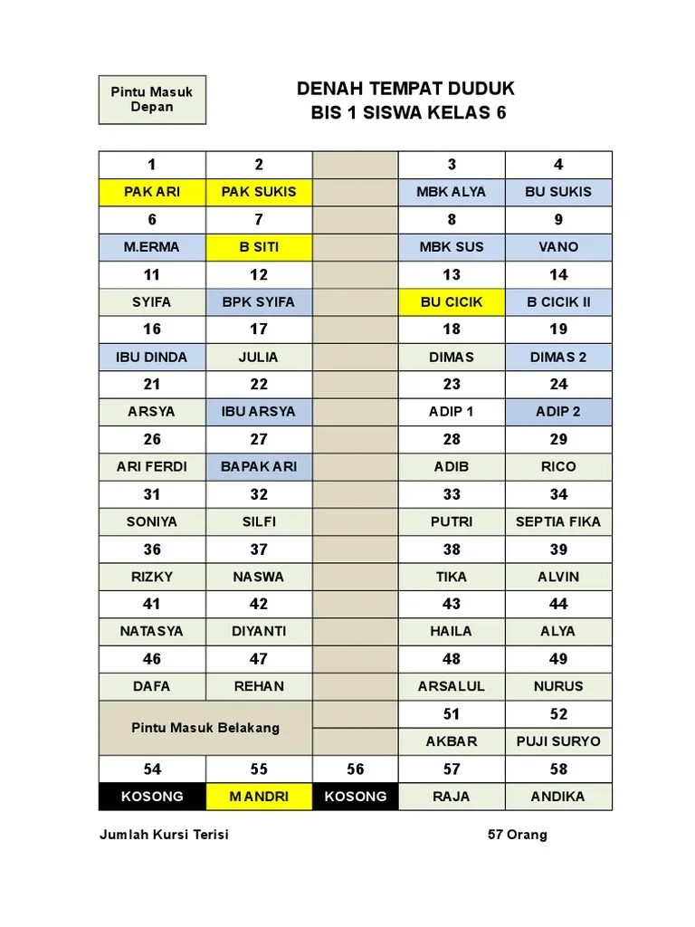 Seating Arrangement Floor Plan for Two School Buses Transporting Students from Class 5 and 6 PDF