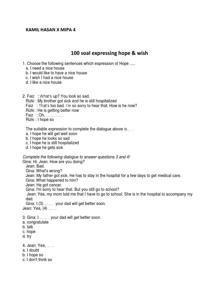 Kamil Hasan X Mipa 4 Hope &amp; Wish | PDF