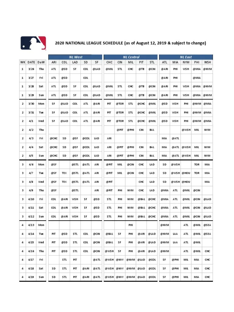 Nlcs Schedule 2024 Format 2020 National League Schedule National Football League Teams Seasons