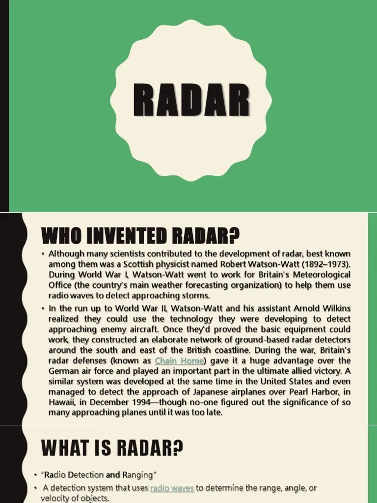 Types of Radar PDF Radar Military Technology