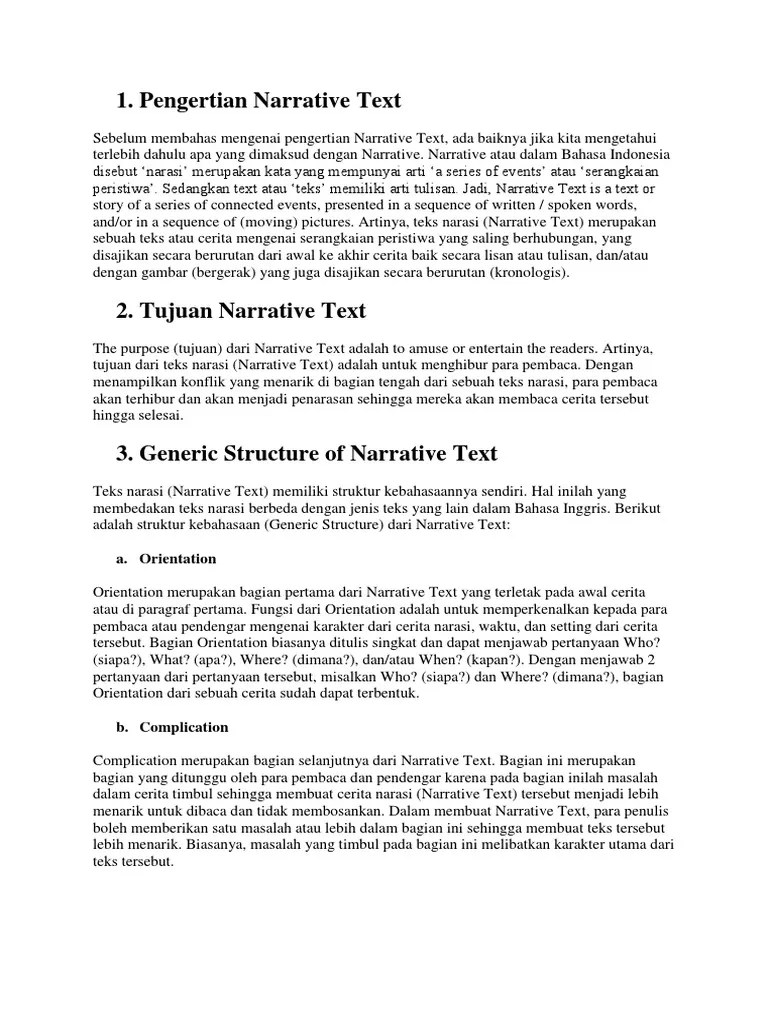 Pengertian Narrative Text Dalam Bahasa Inggris Dan Terjemahannya – Rasanya