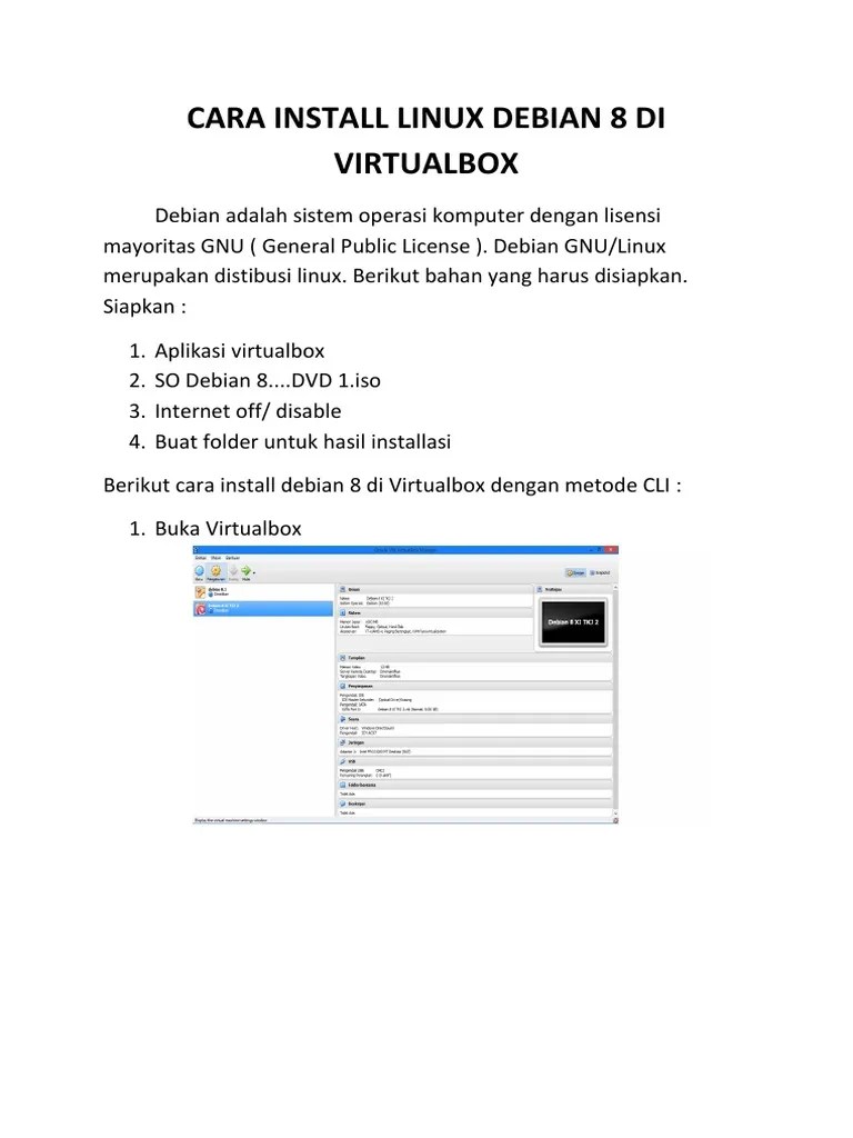 Cara Install Linux Debian 8 Di Virtualbo | PDF