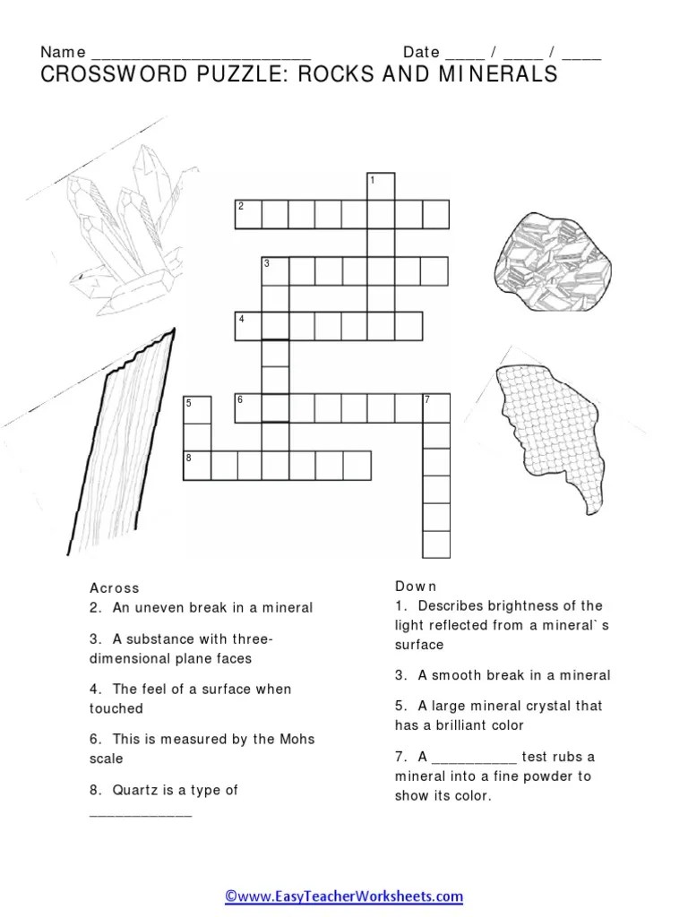 Pdf Minerals Crossword Minerals Pdf | Pdfprof.com